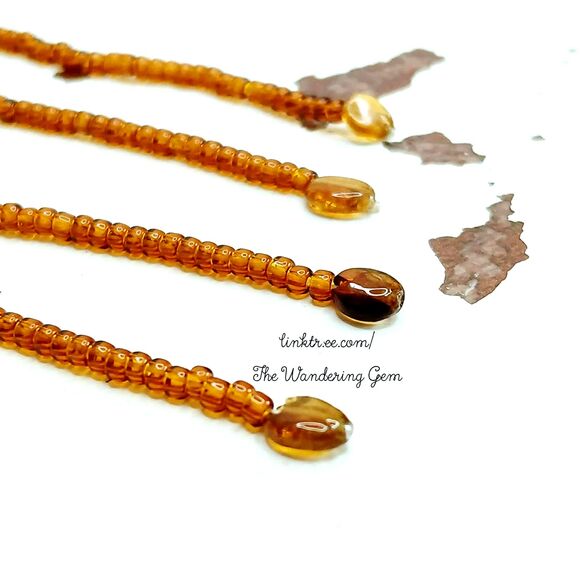 Long Beaded Tourmaline Gemstone Dangle Earrings, 4" - Picture 5 of 7